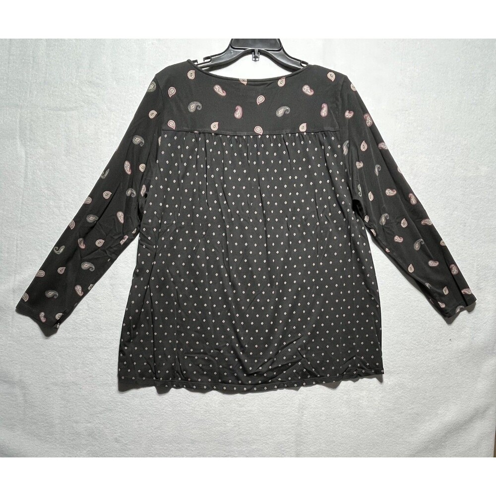 J.Jill Women’s XL Black Paisley Mixed Print Long Sleeve Tunic Top